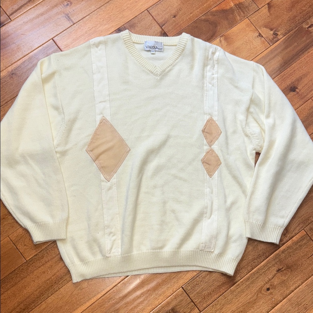 Virgola Uomo V-Neck Sweater Cream and Tan